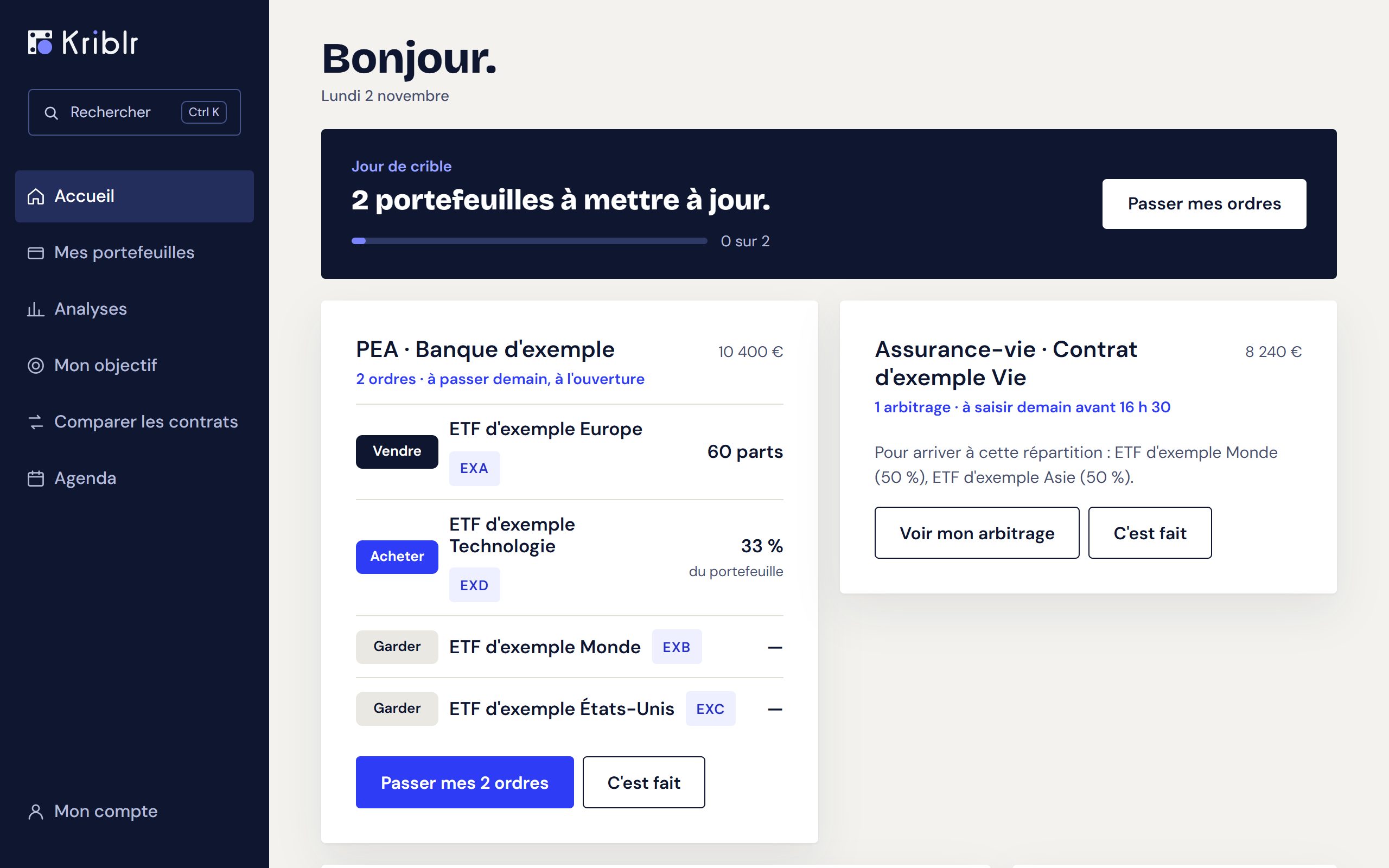 L'accueil de l'espace abonné un jour de crible : deux portefeuilles à mettre à jour, et les ordres du PEA.