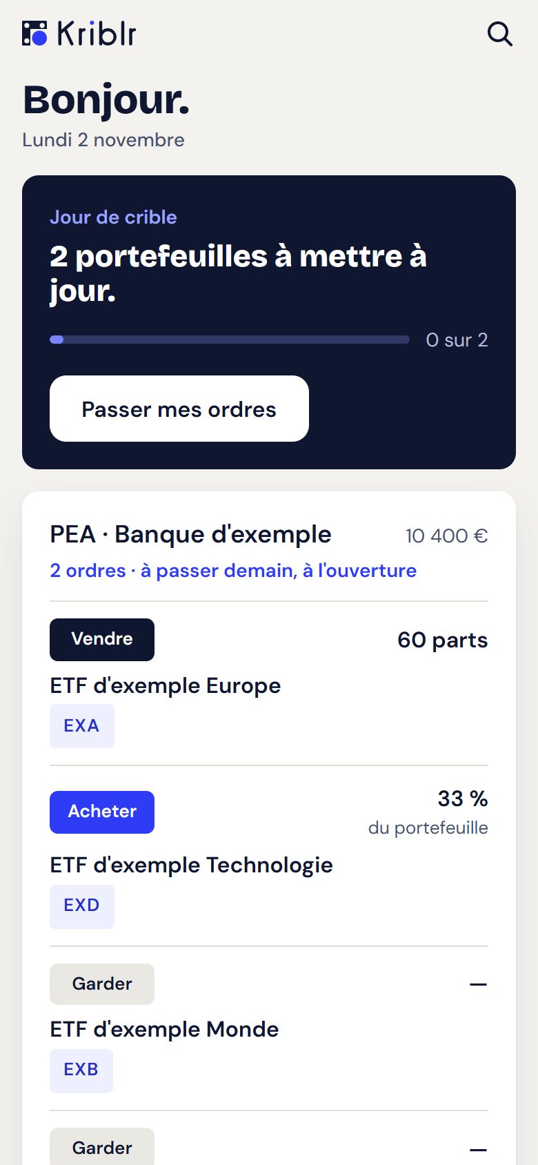 Le même accueil sur téléphone.