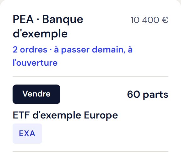 Le crible d'un PEA : un ordre à passer, avec la quantité.