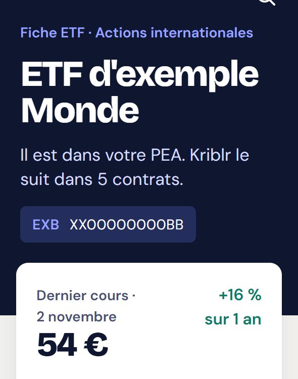 La fiche d'un ETF : son cours, sa tendance sur un an.