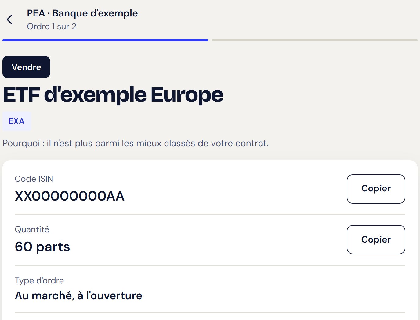 Un ordre prêt à recopier, avec la marche à suivre.